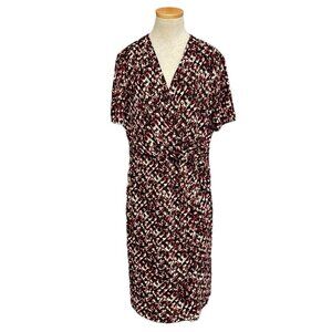 Evan Picone Bold Beginnings Dress NWT Midi V-Neck Twist Tobacco Combo Size 16